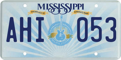 MS license plate AHI053