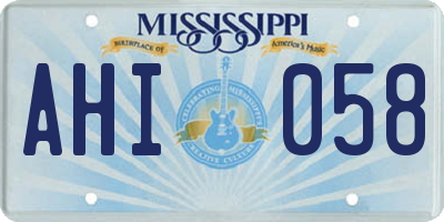 MS license plate AHI058