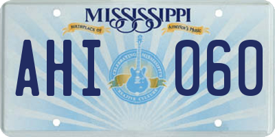 MS license plate AHI060
