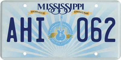 MS license plate AHI062
