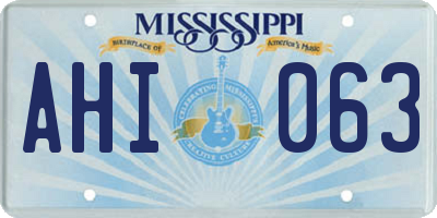 MS license plate AHI063