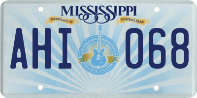 MS license plate AHI068