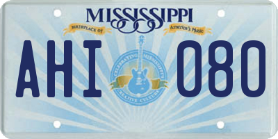 MS license plate AHI080