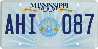 MS license plate AHI087
