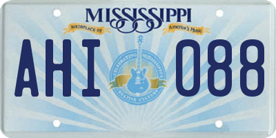 MS license plate AHI088