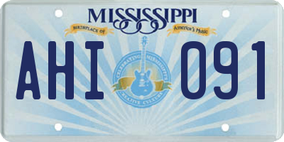 MS license plate AHI091