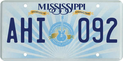 MS license plate AHI092