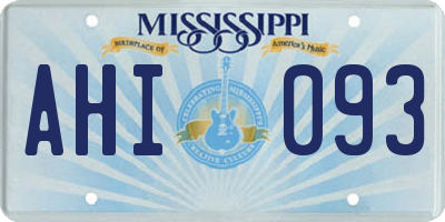 MS license plate AHI093
