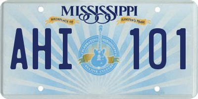 MS license plate AHI101