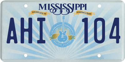 MS license plate AHI104
