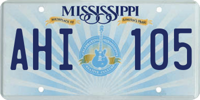 MS license plate AHI105