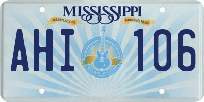 MS license plate AHI106