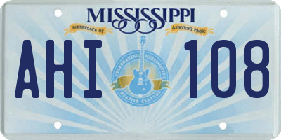 MS license plate AHI108