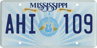 MS license plate AHI109