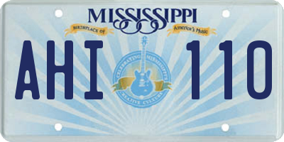 MS license plate AHI110