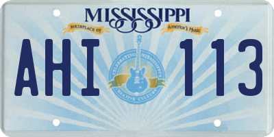 MS license plate AHI113