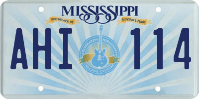 MS license plate AHI114