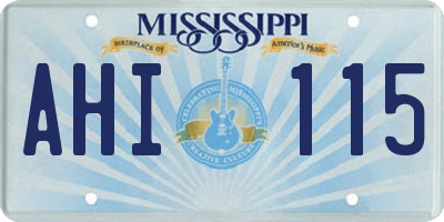 MS license plate AHI115