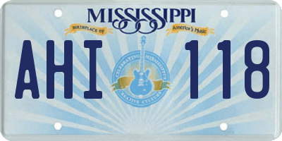MS license plate AHI118