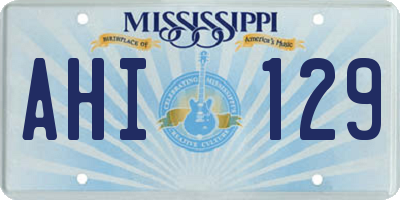 MS license plate AHI129