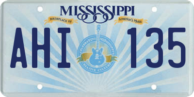 MS license plate AHI135