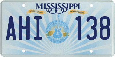 MS license plate AHI138