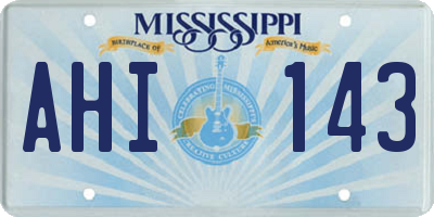 MS license plate AHI143