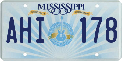 MS license plate AHI178