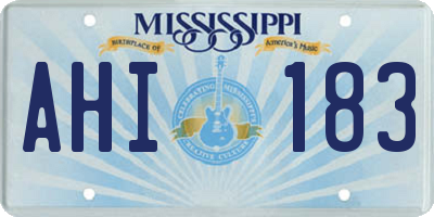 MS license plate AHI183
