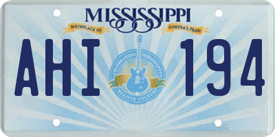 MS license plate AHI194