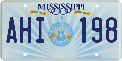 MS license plate AHI198
