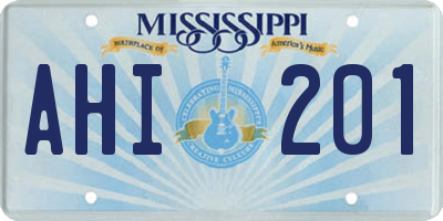 MS license plate AHI201