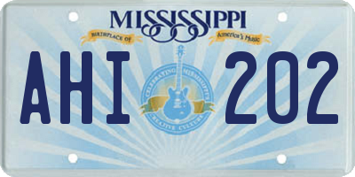 MS license plate AHI202