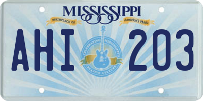 MS license plate AHI203