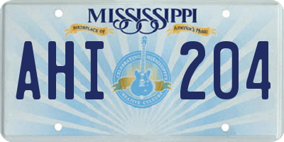 MS license plate AHI204