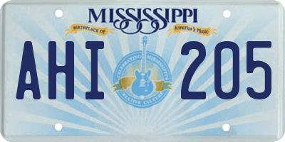 MS license plate AHI205