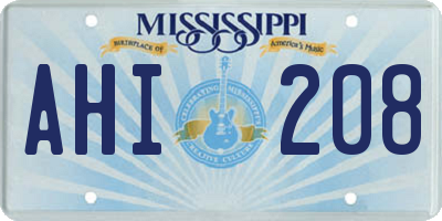 MS license plate AHI208