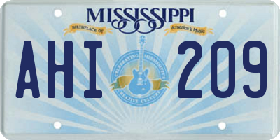 MS license plate AHI209