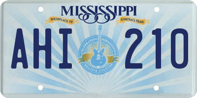 MS license plate AHI210