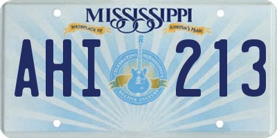 MS license plate AHI213