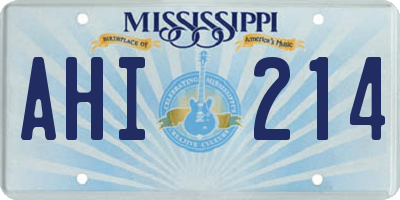 MS license plate AHI214