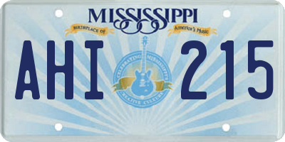 MS license plate AHI215