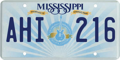 MS license plate AHI216