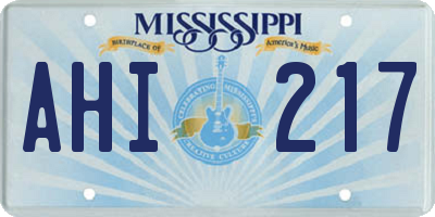 MS license plate AHI217