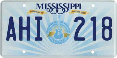 MS license plate AHI218