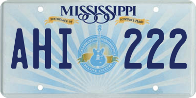MS license plate AHI222