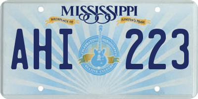 MS license plate AHI223