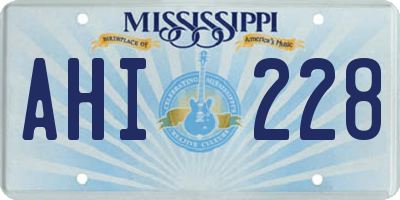 MS license plate AHI228