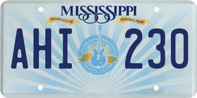MS license plate AHI230