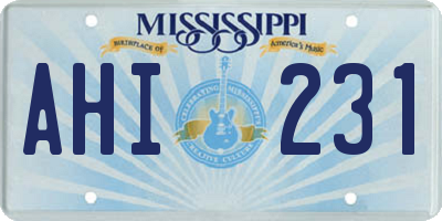 MS license plate AHI231